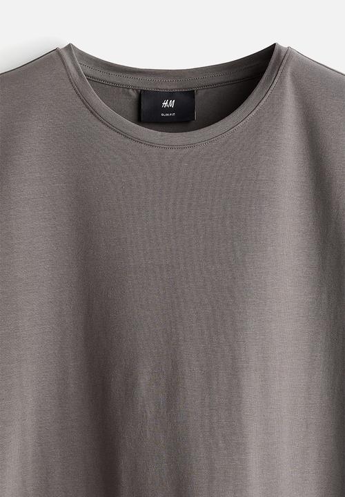H&M - Slim fit round-necked T-shirt - grey