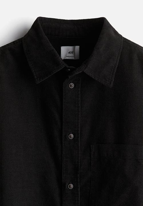 Regular fit corduroy shirt - black - 1227956003