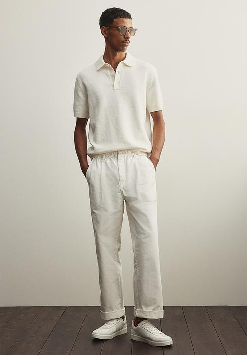 H&M - Regular fit bouclé polo shirt - cream
