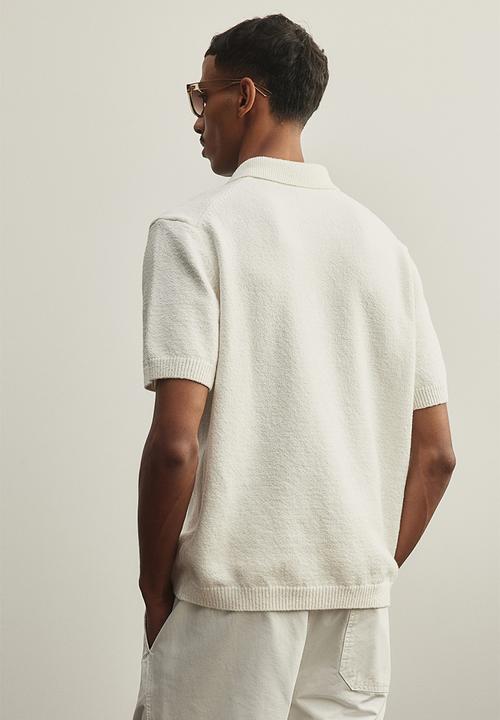 H&M - Regular fit bouclé polo shirt - cream