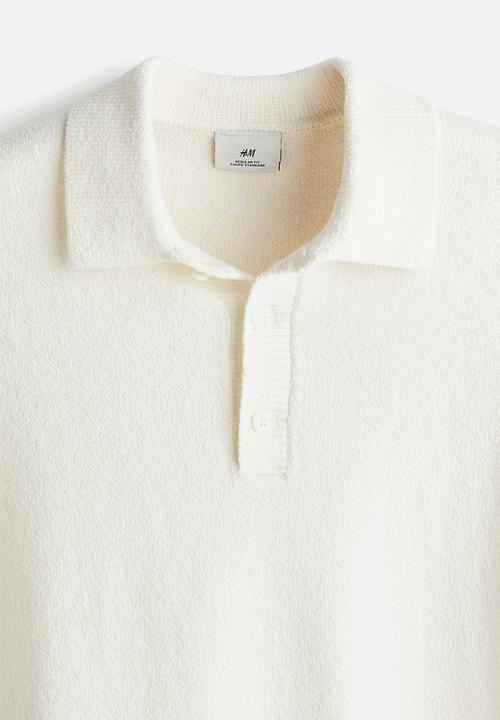 H&M - Regular fit bouclé polo shirt - cream