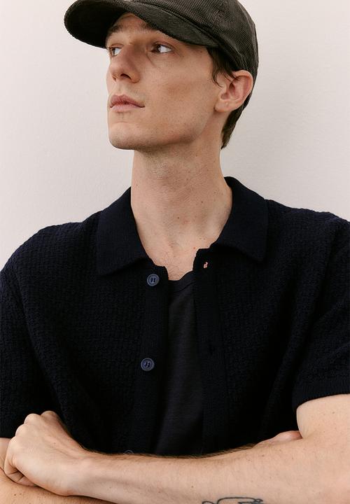 H&M - Regular fit textured-knit shirt - blue