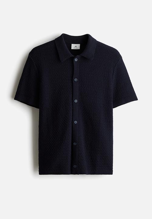 H&M - Regular fit textured-knit shirt - blue