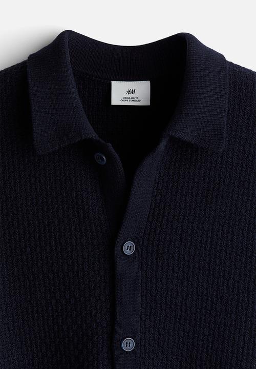 H&M - Regular fit textured-knit shirt - blue