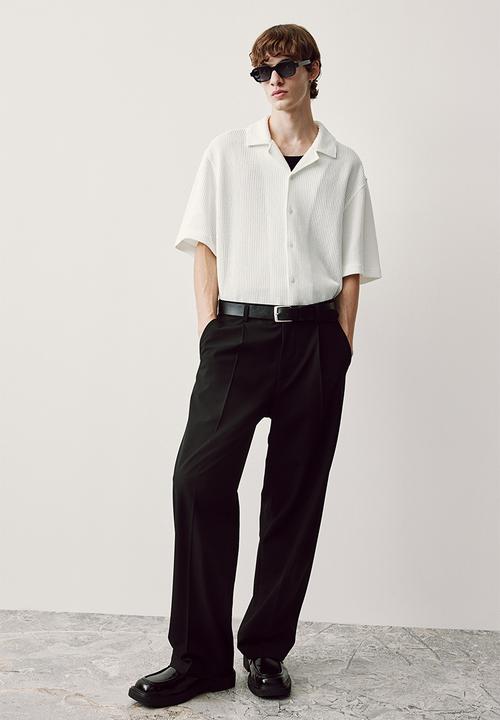 H&M - Loose fit ribbed resort shirt - white
