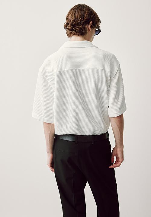 H&M - Loose fit ribbed resort shirt - white
