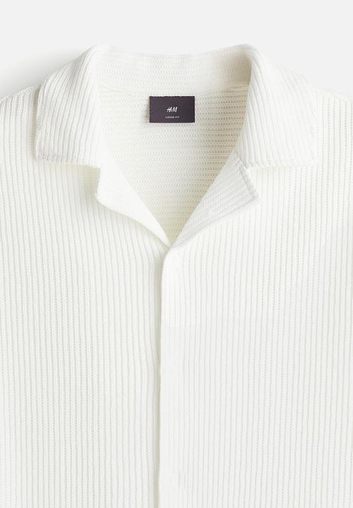 H&M - Loose fit ribbed resort shirt - white