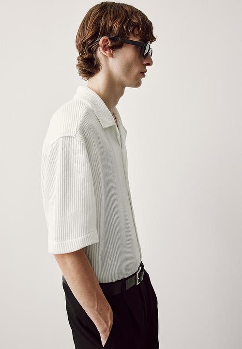 H&M - Loose fit ribbed resort shirt - white