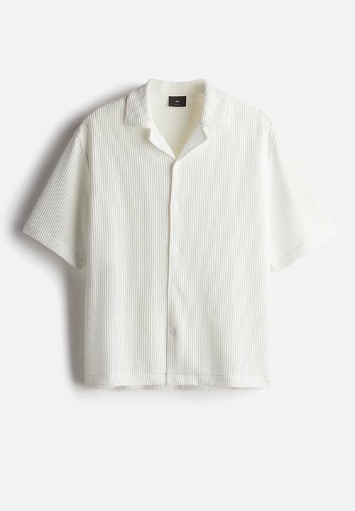 H&M - Loose fit ribbed resort shirt - white