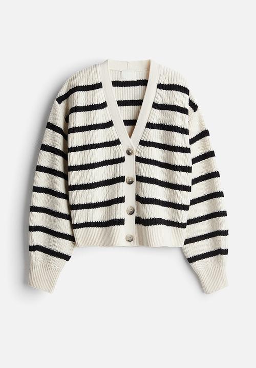 H&M - Rib-knit cardigan - cream/striped