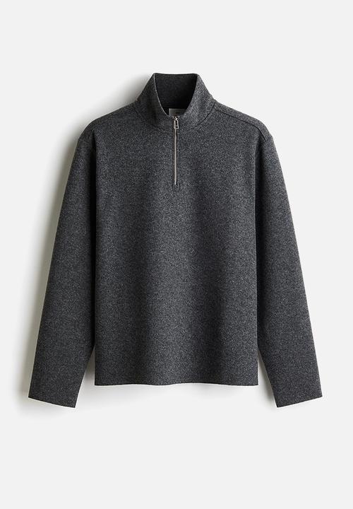 H&M - Regular fit zip-top turtleneck jumper - dark grey 