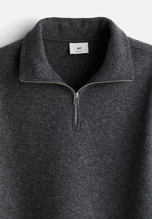 H&M - Regular fit zip-top turtleneck jumper - dark grey 