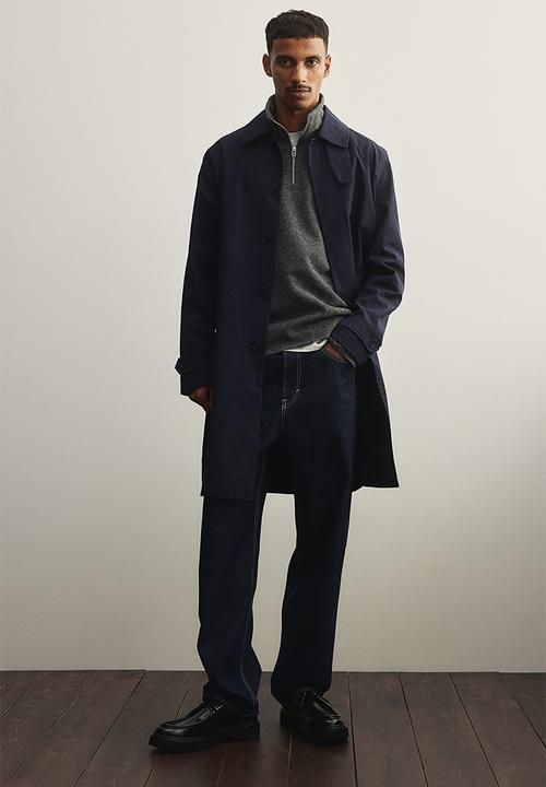 H&M - Regular fit zip-top turtleneck jumper - dark grey 