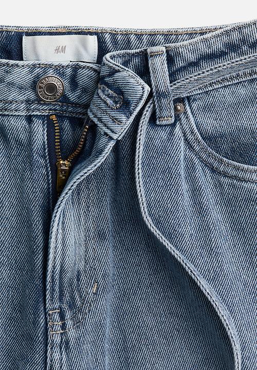 H&M - Wide tie-belt jeans - light denim blue
