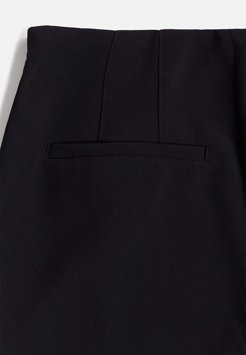 H&M - Button-front twill trousers - navy blue