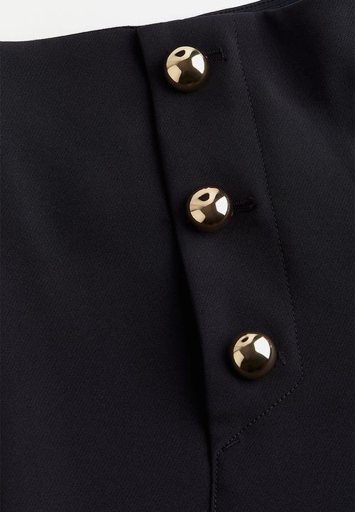 H&M - Button-front twill trousers - navy blue