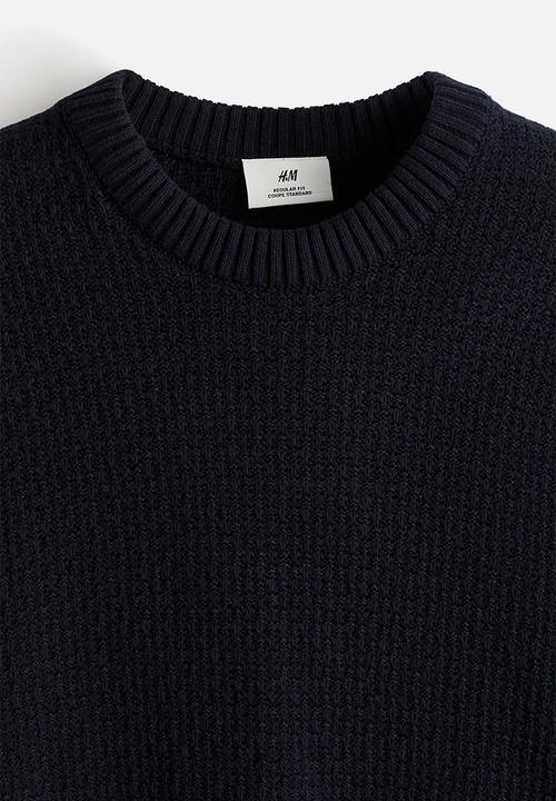 H&M - Regular fit textured-knit jumper - navy blue 