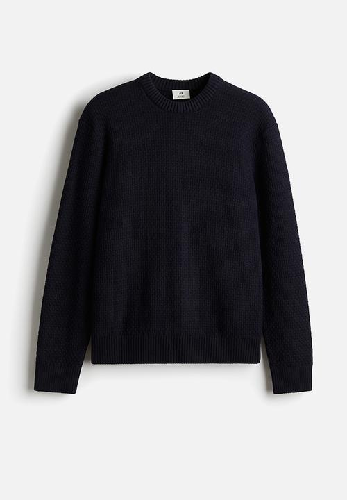 H&M - Regular fit textured-knit jumper - navy blue 