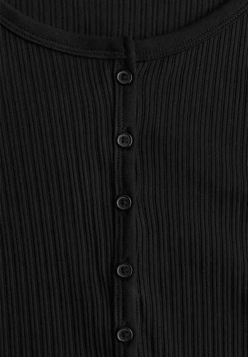 H&M - Ribbed button-front top - black