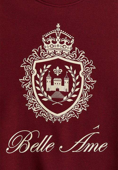 H&M - Oversized motif-front sweatshirt - burgundy/belle âme