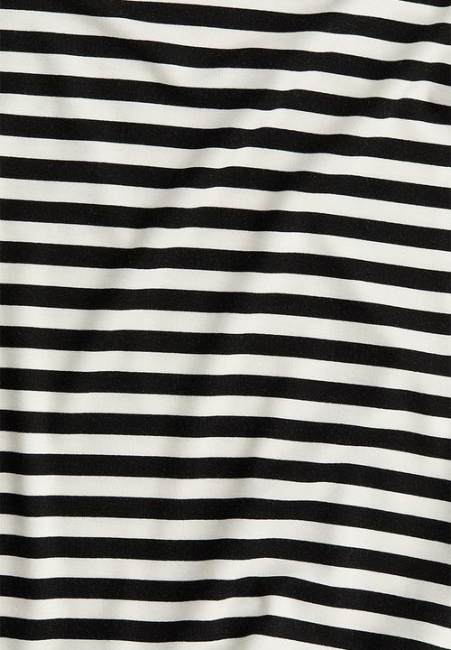 H&M - Polo-neck top - black white striped 