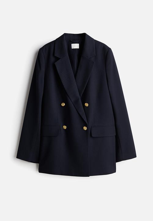 Double-breasted blazer - navy blue - 1232584003
