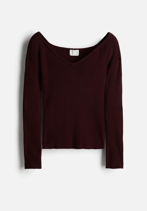 H&M - Off-the-shoulder top - burgundy