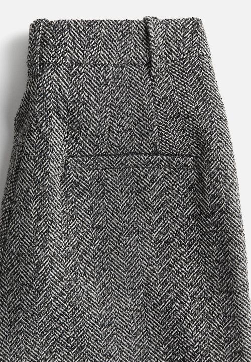 H&M - Wide trousers - grey herringbone-patterned