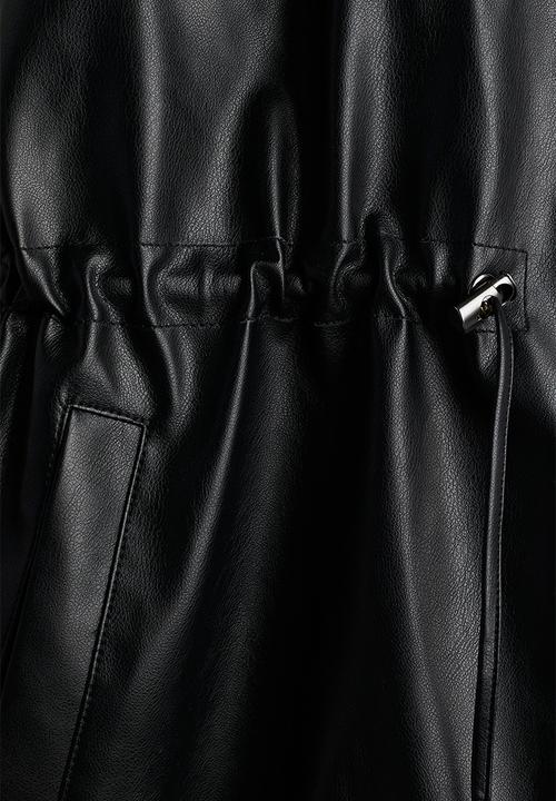 H&M - Drawstring-detail coated jacket - black
