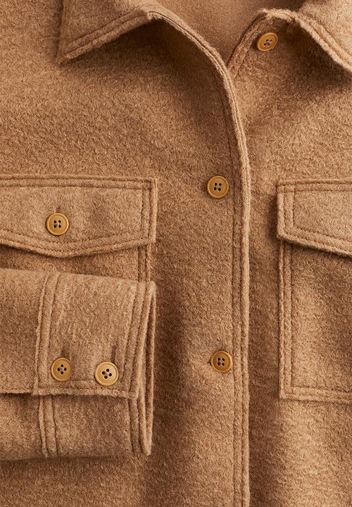 H&M - Brushed-finish felted overshirt - beige