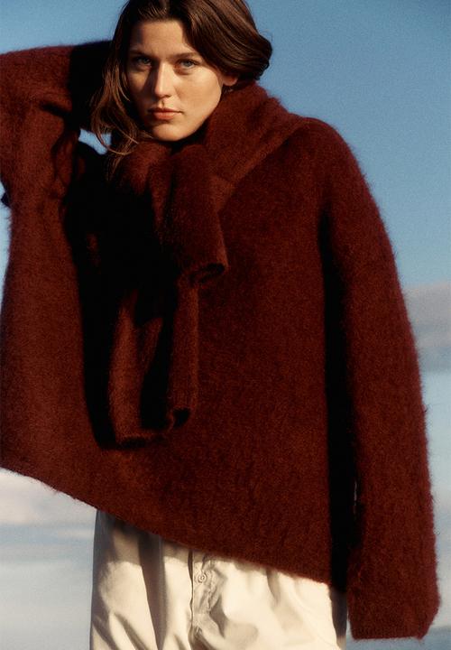 H&M - Oversized mohair-blend jumper - burgundy