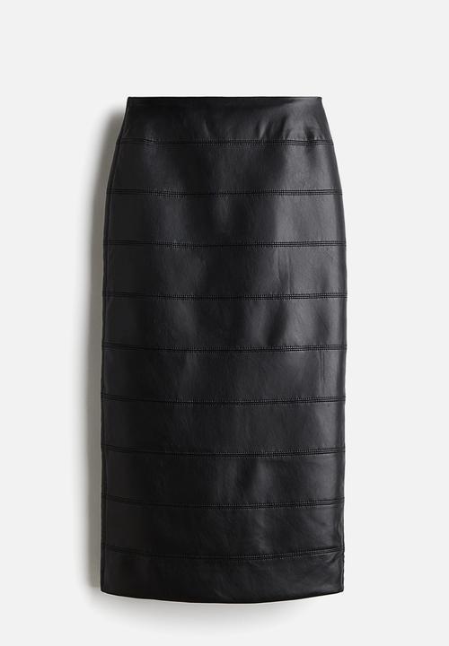 H&M - Coated pencil skirt - black