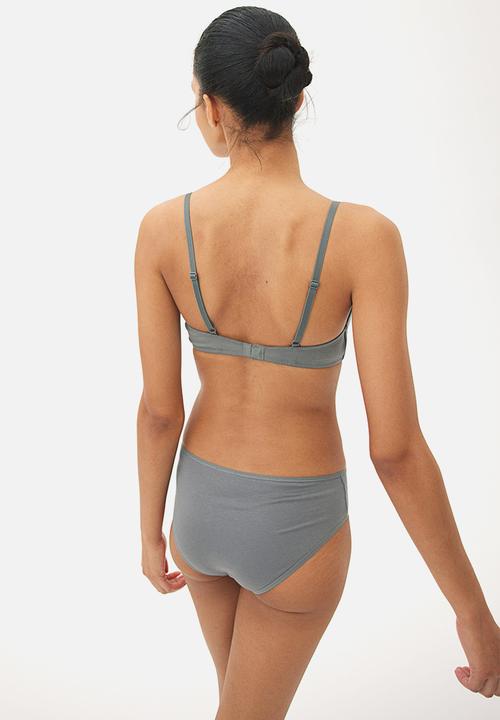 H&M - 2-Pack padded non-wired cotton bras - green & white
