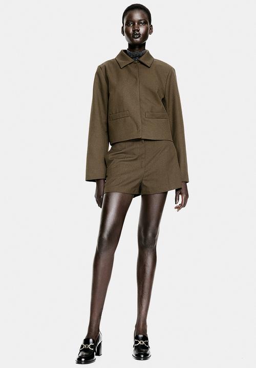 H&M - Tailored shorts - dark khaki green