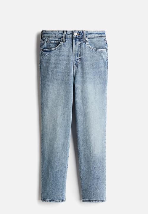 H&M - Curvy fit slim straight high ankle jeans - light denim blue