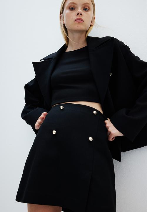 H&M - Button-front mini skirt - black