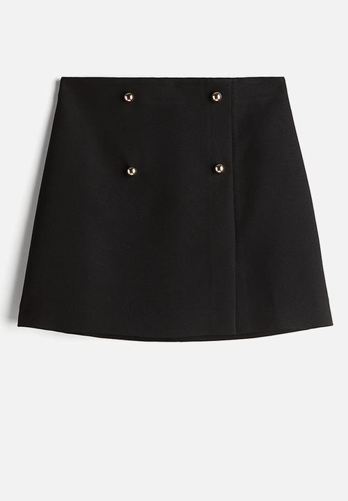 H&M - Button-front mini skirt - black
