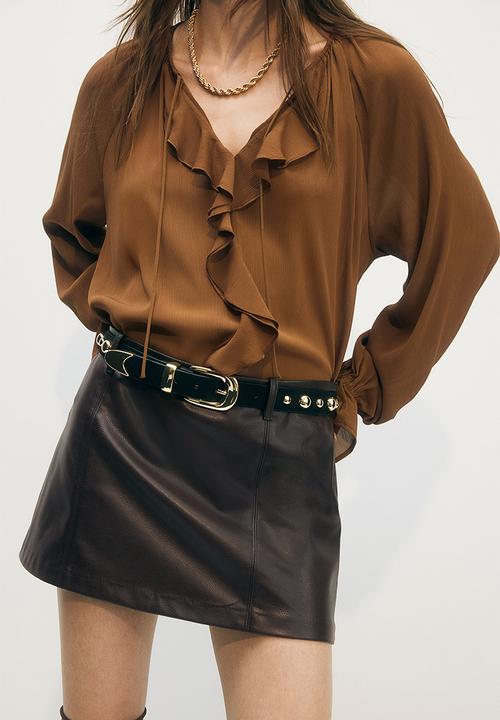 H&M - A-line mini skirt - dark brown 