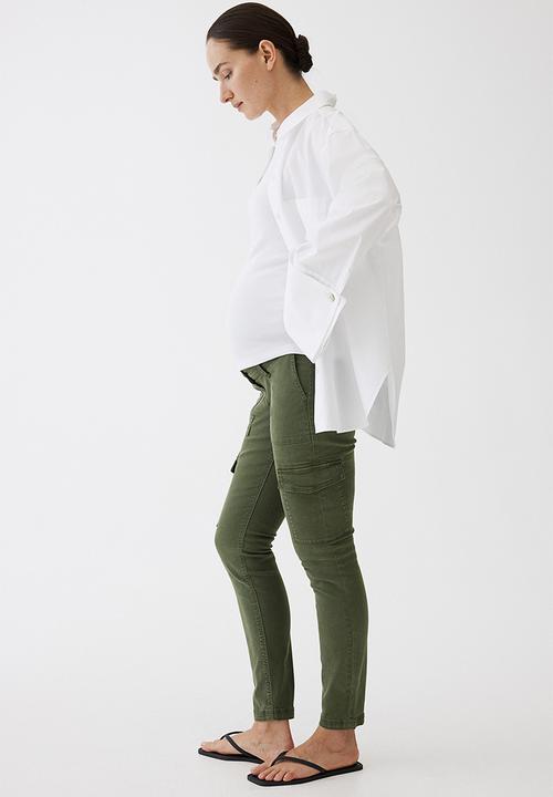H&M - Mama slim cargo trousers - khaki green
