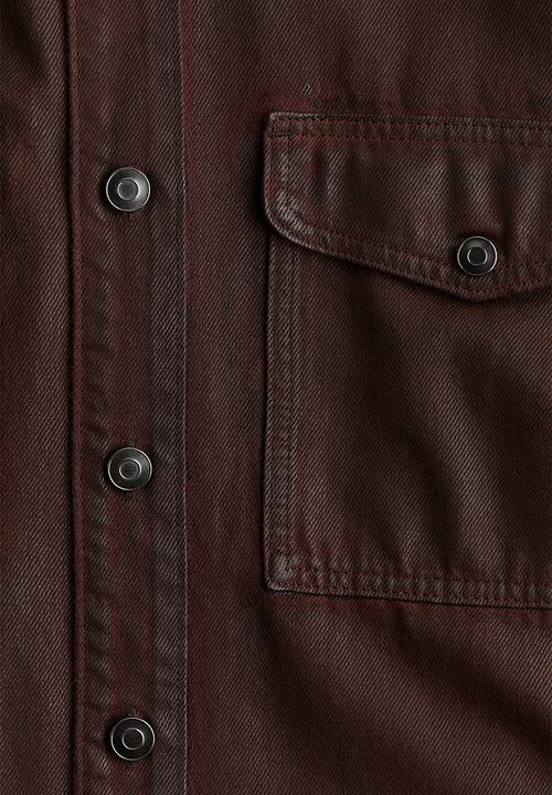 H&M - Coated overshirt - dark brown 