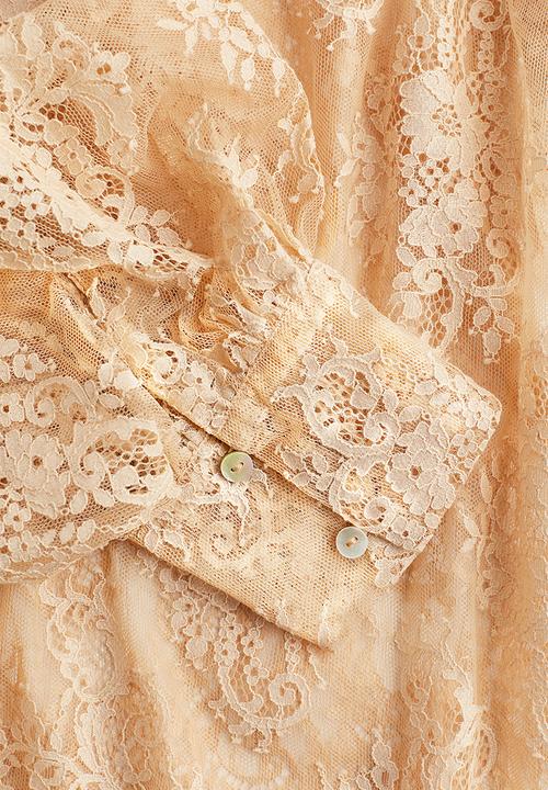 H&M - Tie-neck lace blouse - beige