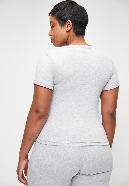 Cotton On - Plus Pointelle Rib Sleep Tee - Lcn Kewpiw/ Pose