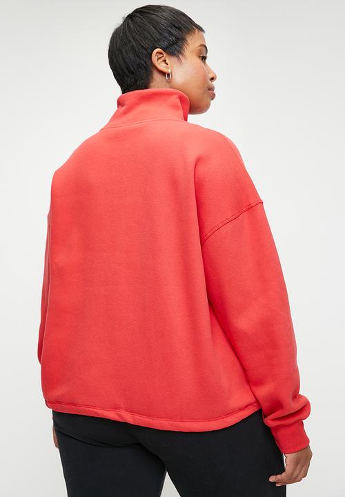Cotton On - Plus Plush Essential Half Zip Jumper - Raspberry/Light Raspberry