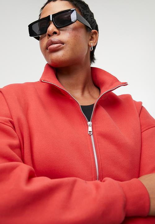Cotton On - Plus Plush Essential Half Zip Jumper - Raspberry/Light Raspberry