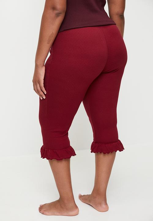Cotton On - Plus Pointelle Rib Capri - Deep Red