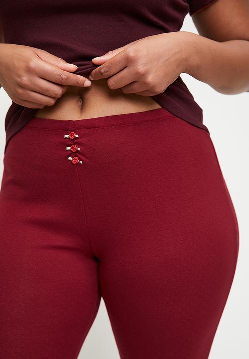 Cotton On - Plus Pointelle Rib Capri - Deep Red