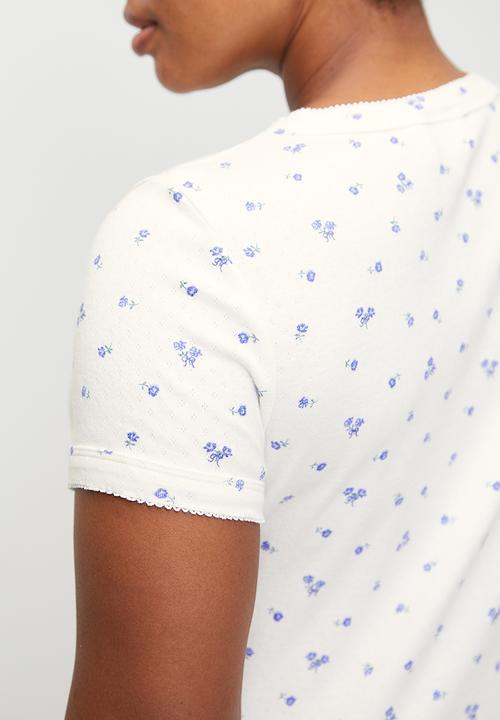 Cotton On - Plus Pointelle Rib Sleep Tee - Lcn Kewpiw/ Heart Art