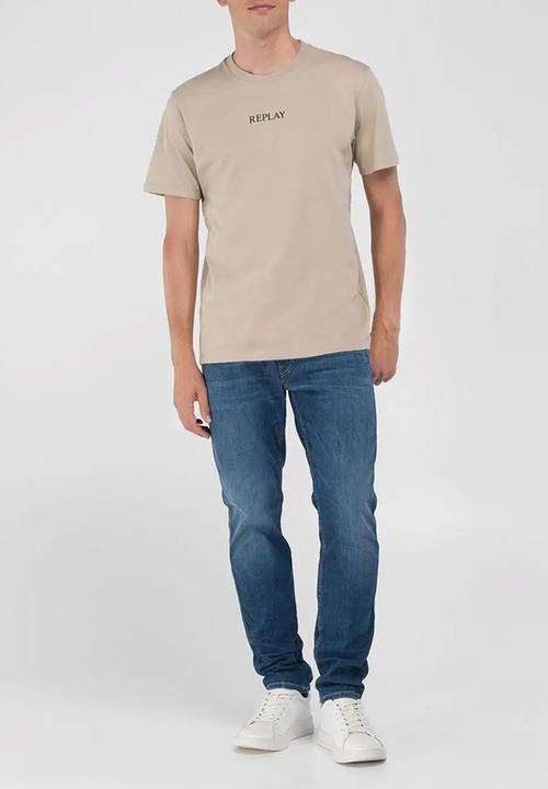 Replay - Centre chest logo T-shirt - light taupe