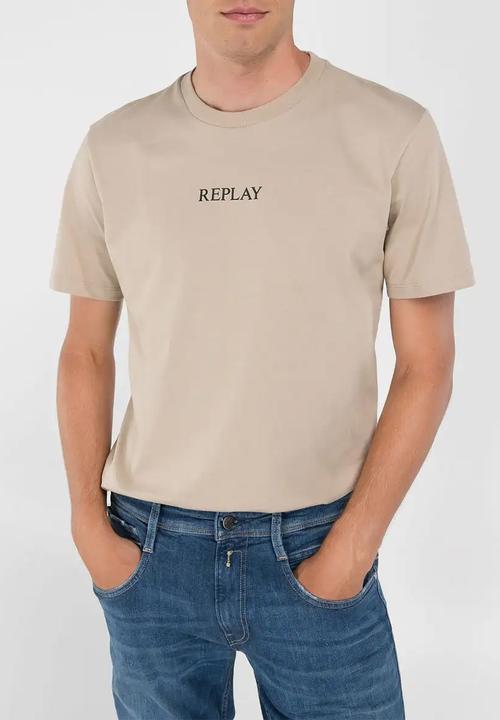 Replay - Centre chest logo T-shirt - light taupe