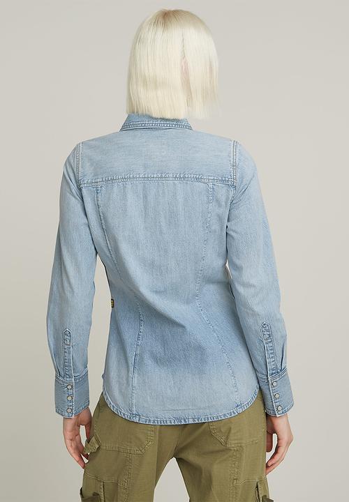 G-STAR - Slim western shirt l\s wmn - Sun Faded Blue Mist